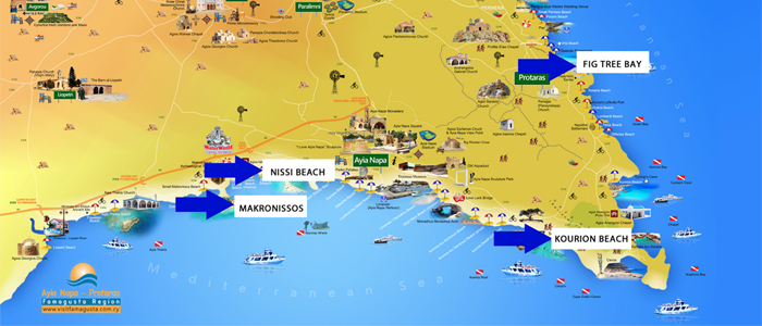 Mapa-Playas en Chipre